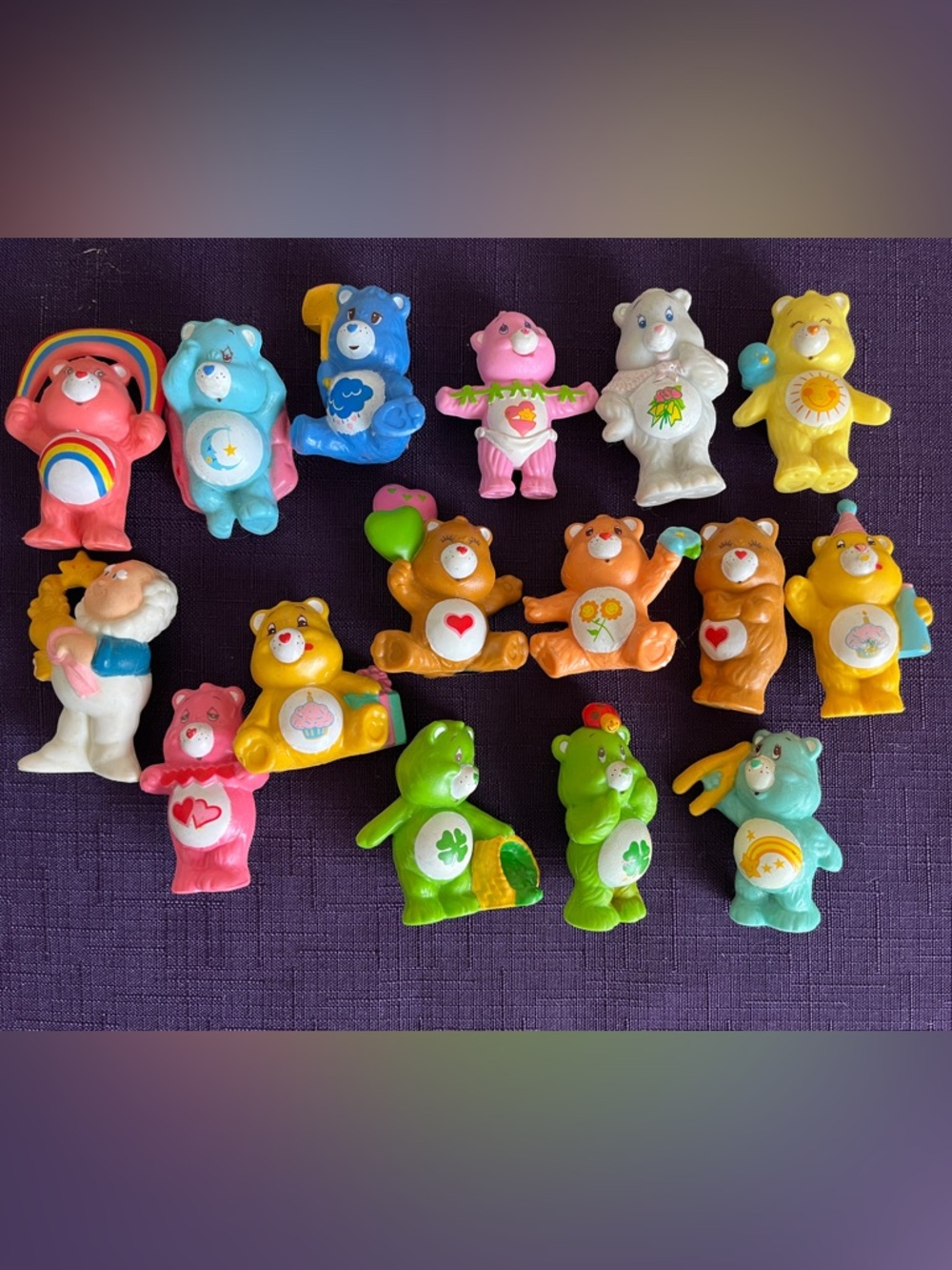 Lot of 16 Mini Care Bear Figures AGC 2” PVC Vintage 80s Toys